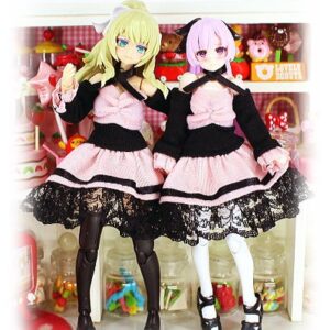 [預購商品](HoneySnow)1/12DOLLメイドワンピ ブラックピンク