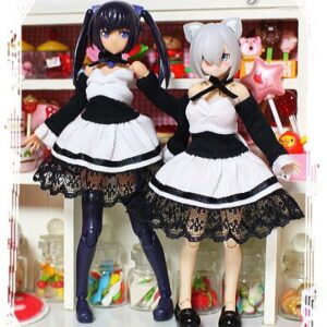 [預購商品](HoneySnow)1/12DOLLメイドワンピ モノクロ黒