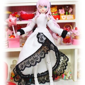 [預購商品](HoneySnow)1/12DOLLタートルフィッシュテールワンピ モノクロ白