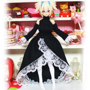 [預購商品](HoneySnow)1/12DOLLタートルフィッシュテールワンピ モノクロ黒